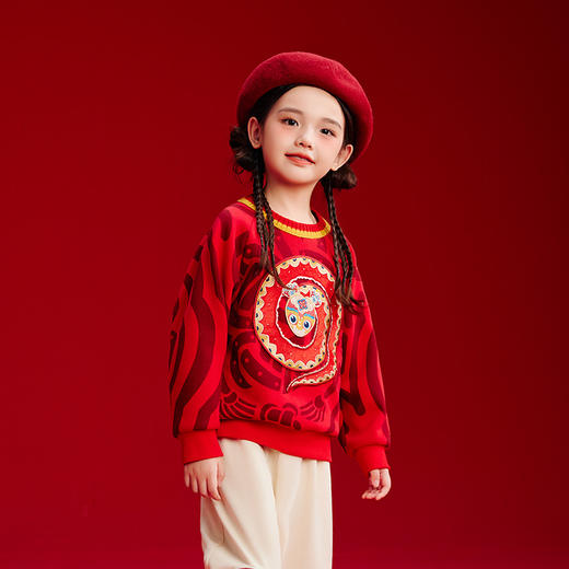 送蛇年抱枕 年衣童装女童卫衣加绒2024冬新款男童套头上衣亲子装N4244484A06 商品图9