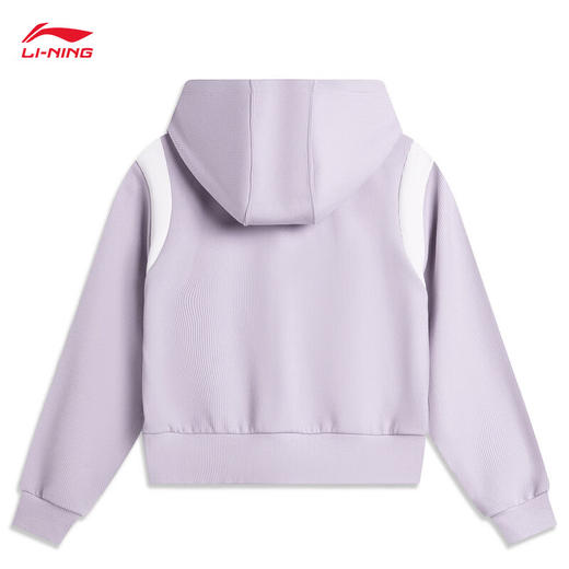 李宁卫衣女子撞色桃心章牌开衫连帽短款运动上衣AWDU602 商品图5