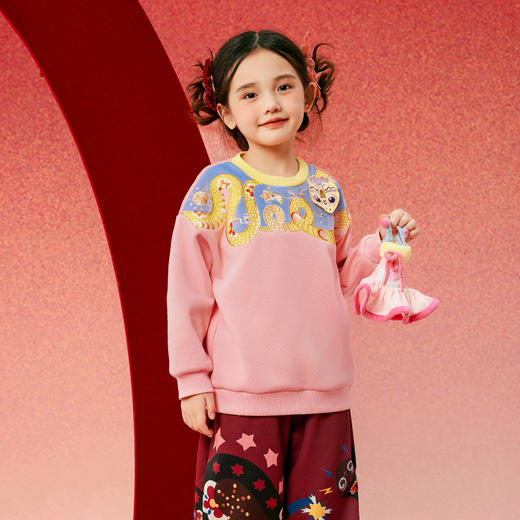 年衣蛇么都旺卫衣童装男女童卫衣秋冬儿童长袖t恤女童打底衫宝宝套头上衣加绒（送独占鳌头拼图） 商品图3