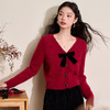 气质甜美软糯蝴蝶结长袖针织衫女秋冬毛绒V领短款外套V4343580 商品缩略图0