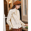 Famecoco全棉立领花朵刺绣正肩衬衫女秋冬FAB8BH025 商品缩略图2