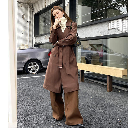 反领假两件撞色长风衣 9521010074 商品图0