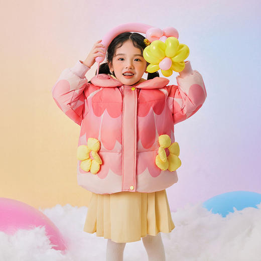 年衣童装儿童羽绒服女童冬装女孩中长款三防保暖甜美造型款外套（送蛇年抱枕）N1244346A15 商品图4