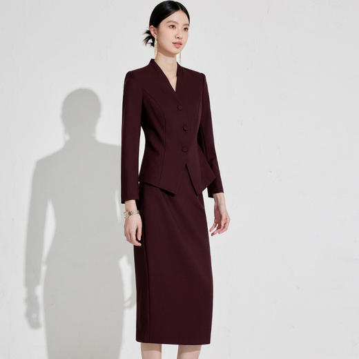 IWY/安可拉红职业装套裙气质高级感主持人正装遮肉显瘦西装两件套WC022+243052S1 商品图2