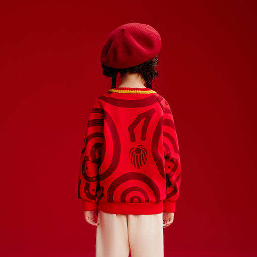 送蛇年抱枕 年衣童装女童卫衣加绒2024冬新款男童套头上衣亲子装N4244484A06 商品图4