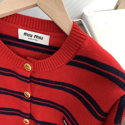 miu家敲好看的红色条纹羊毛毛衣开衫！ 商品图11