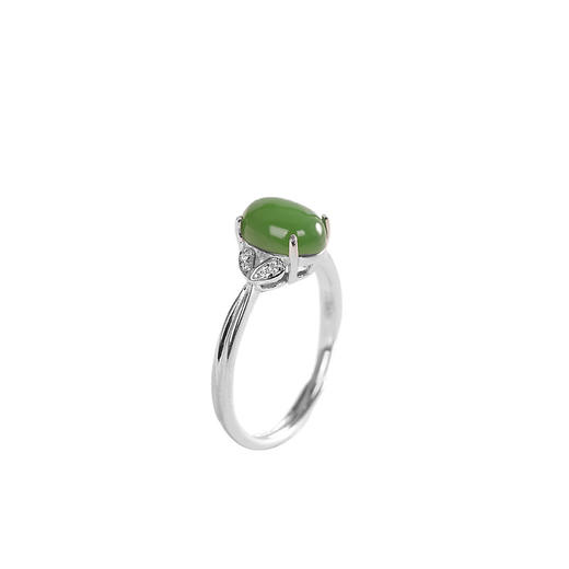 【翠意】S925银镶嵌和田碧玉开口戒指【RP-jz690163】 商品图4