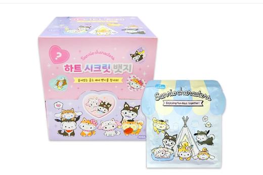 三丽鸥家族 动物系列 爱心型 吧唧 徽章 30包/盒 谷子 商品图0