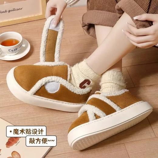 【冬季保暖棉拖！居家外出即可穿】包跟棉拖鞋女秋冬季毛绒情侣居家防滑产后保暖厚底孕妇毛毛月子鞋，方便穿脱魔术贴设计。ry 商品图1
