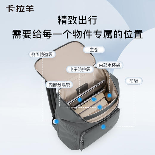 【麒麟防盗背包】卡拉羊出境旅行防盗电脑双肩包多功能轻便CX5525/L 商品图4