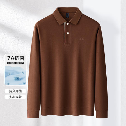 【7A抗菌 棉混纺】罗蒙春秋男装长袖POLO衫男士休闲百搭舒适星空格polo衫男长袖t恤 商品图4