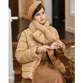 Famecoco短款泡芙羽绒服女加厚附羽绒围巾FAB8AJ041