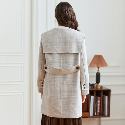 Famecoco范可儿西装式格子呢大衣外套女冬FAB8AR020 商品图4