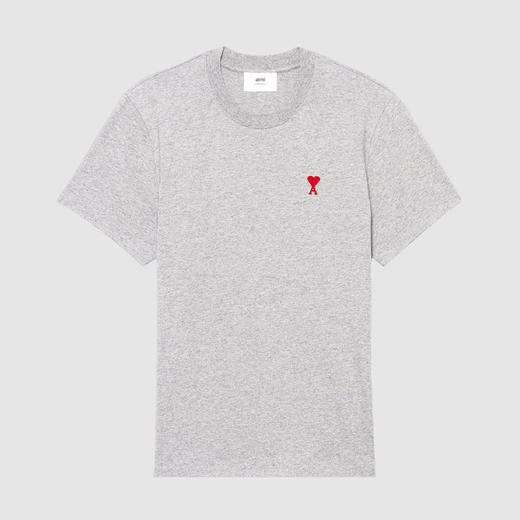 AMI 男士徽标刺绣棉质圆领短袖T恤 灰色 BFUTS001 724 055 商品图0