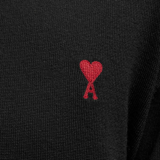 AMI 男士徽标刺绣羊毛针织衫 黑色 BFHKS001 001 001 商品图3