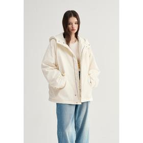 MAISON CECILE白色/黑色90白鹅绒带帽拉链羽绒服