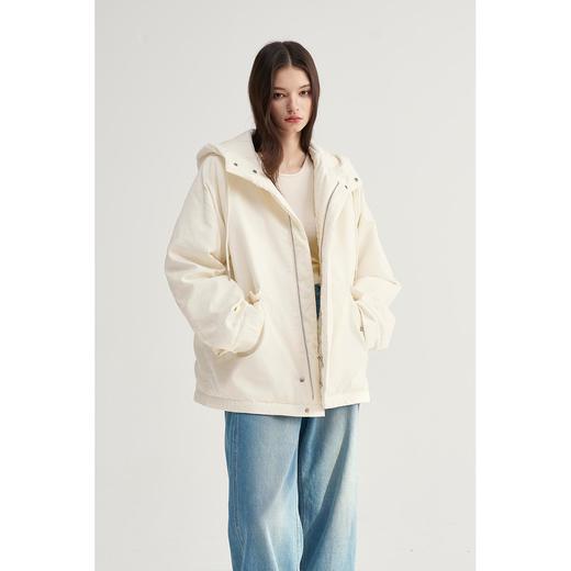 MAISON CECILE白色/黑色90白鹅绒带帽拉链羽绒服 商品图0