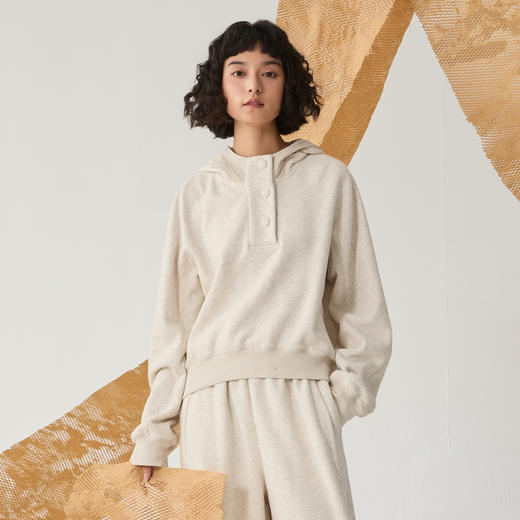 谜底连帽卫衣女2024冬新品休闲风百搭短款宽松时髦上衣244MV1617 商品图0