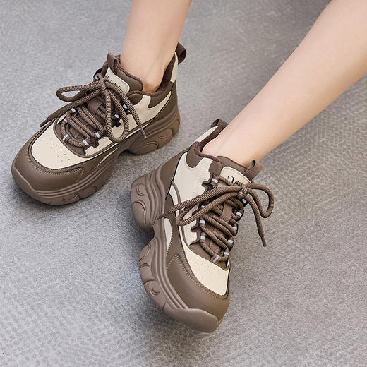 经典鲨2024年冬新款时尚拼色系带加绒保暖平底休闲跑步鞋女KW317-D58011 商品图3