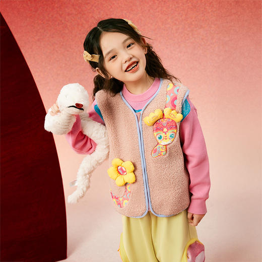 年衣童装儿童开衫马甲女2025冬新款小马褂男宝马夹背心摇粒绒 商品图4