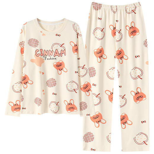 【挑战无穿感，带胸垫可外穿睡衣套装~】带胸垫睡衣女士秋冬款 长袖棉质大码 韩版卡通学生家居服套装 可外穿睡衣-QQ 商品图4