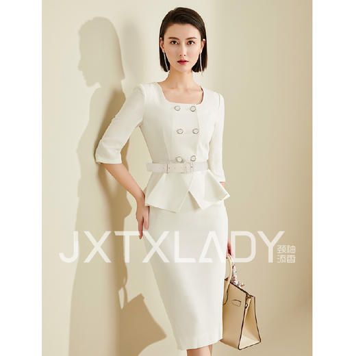 “职场芭蕾”-JG21184876T1X7颈袖添香年季女装收腰修身长款气质时尚通勤职业连衣裙 女装收腰长款气质时尚通勤职业连衣裙 商品图5