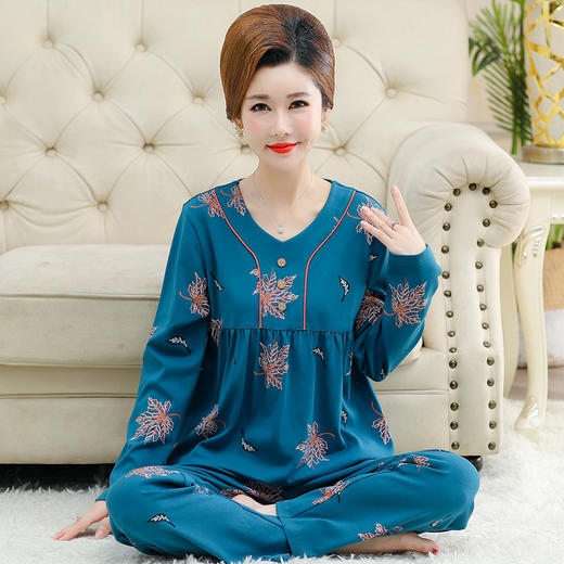 【两件套装！家居休闲可外穿】睡衣女中老年人大码家居服 春秋季薄款休闲可外穿 妈妈装两件套装-QQ 商品图7