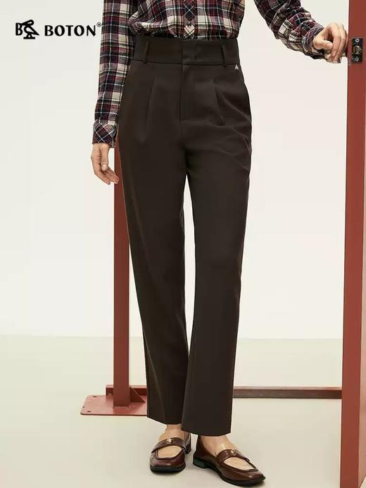 波顿2024年秋季新款女士中高腰直筒修身显瘦休闲裤高端美式长裤子 商品图2