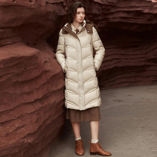 Famecoco范可儿女式长款加厚绗缝羽绒服冬FAB8AH022 商品图4