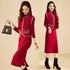2024年新款秋季单排扣马甲长袖修身两件套针织连衣裙YBER355 商品缩略图2