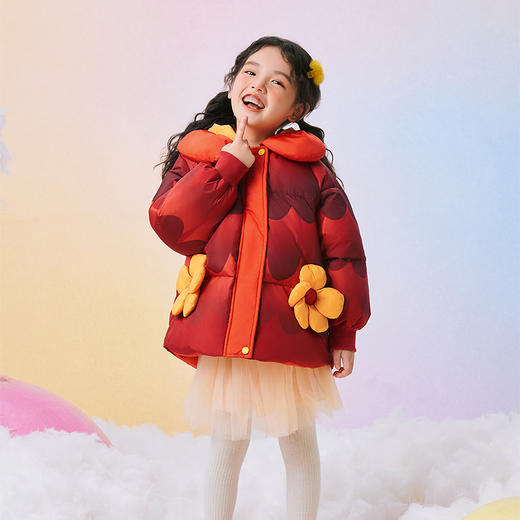 年衣童装儿童羽绒服女童冬装女孩中长款三防保暖甜美造型款外套（送蛇年抱枕）N1244346A15 商品图6