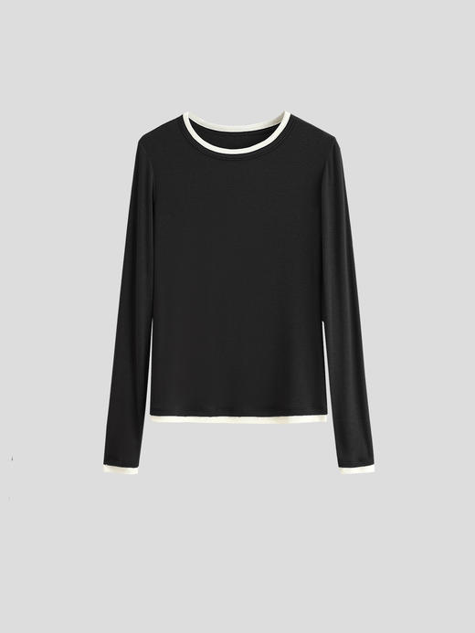 【冬季新品大放送，仅售一天】美丽诺羊毛轻肤高弹醋酸羊毛！2024假两件叠穿撞色修身圆领中弹长袖！ 商品图6