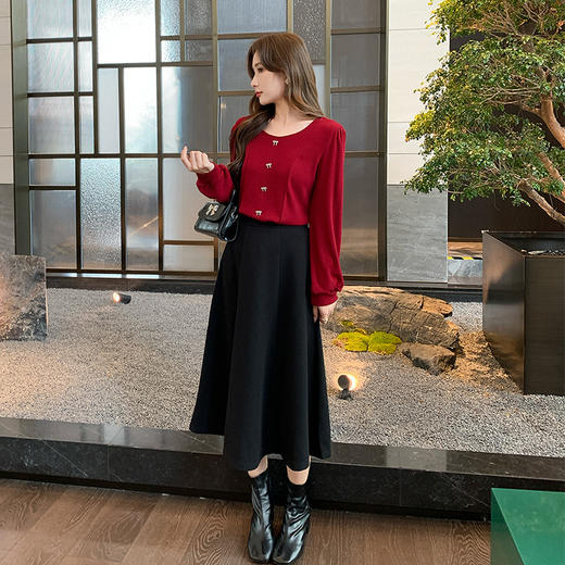奢姿2024年秋冬新款大码女装减龄气质套装胖妹妹针织衫半裙两件套9944990264 商品图3