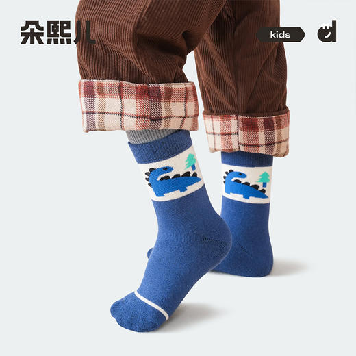 朵熙儿 儿童袜子秋冬加厚保暖毛圈袜宝宝中筒袜男童女童棉袜5双装 商品图2