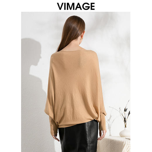 VIMAGE纬漫纪秋季新款落肩圆领慵懒时尚毛衣针织衫VC2401306 商品图4