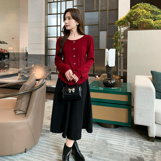 奢姿2024年秋冬新款大码女装减龄气质套装胖妹妹针织衫半裙两件套9944990264 商品图2