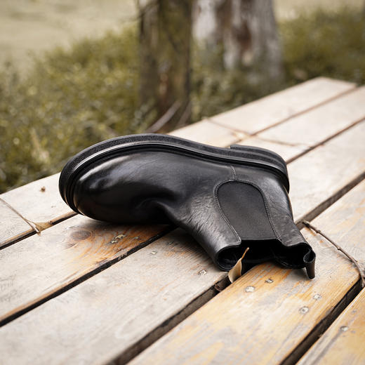 【阿么古纹马皮鞋】褶皱粗跟烟筒靴2025新款显瘦潮流百搭短靴4.5CM 商品图3