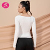 一梵新款莫代尔罗纹褶皱收腰修身上衣运动长袖上衣圆领显瘦服内搭3色瑜伽罩衫上衣 商品缩略图5