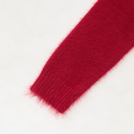 气质甜美软糯蝴蝶结长袖针织衫女秋冬毛绒V领短款外套V4343580 商品图5