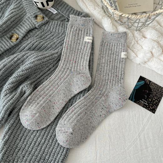 【日系中筒百搭袜】秋冬点子纱堆堆袜日系中筒袜百搭彩点布标袜加厚羊毛保暖复古袜子。ry 商品图8