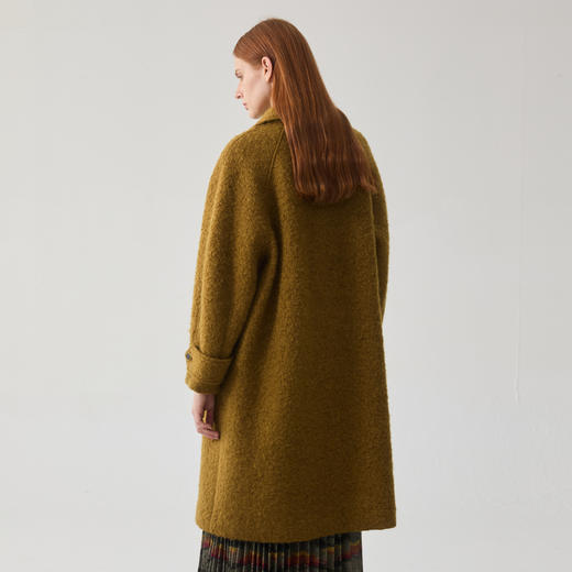 谜底翻领毛呢大衣女2024冬新品复古风金棕色大廓形呢子244MD1517 商品图2
