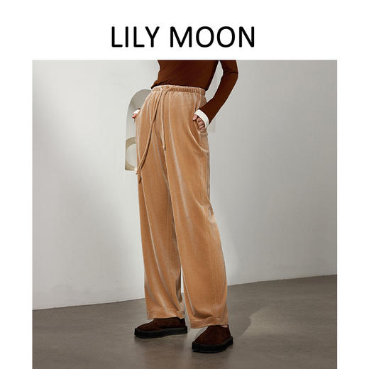 LILYMOON秋冬直筒丝绒阔腿裤高级感进口丝绒光泽宽松显瘦休闲裤 商品图1