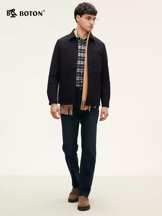 波顿秋季男士深蓝色直筒绵羊毛牛仔裤高端天丝裤子 商品图3