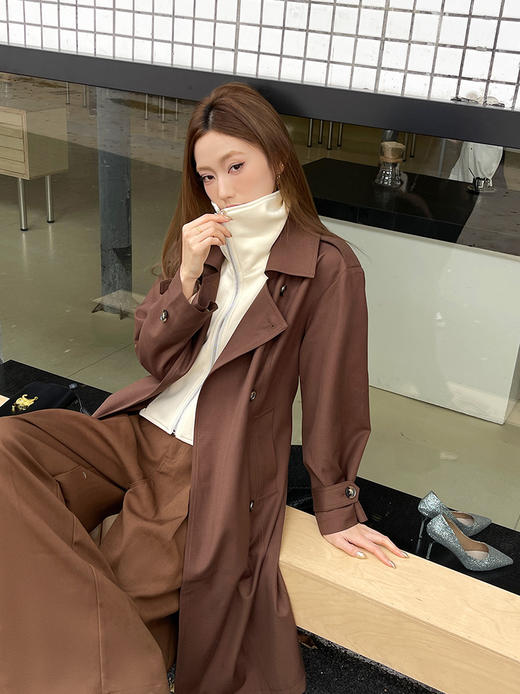 反领假两件撞色长风衣 9521010074 商品图12