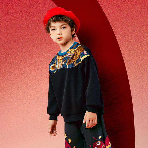 年衣蛇么都旺卫衣童装男女童卫衣秋冬儿童长袖t恤女童打底衫宝宝套头上衣加绒（送独占鳌头拼图） 商品图4