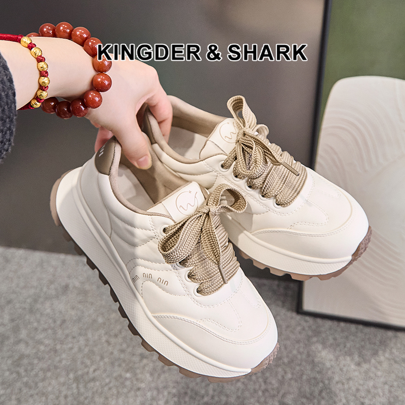 经典鲨2024年冬季款韩版舒适平底系带加绒保暖跑步休闲鞋女KW317-D58021