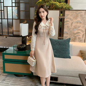 奢姿大码女装2025春季气质POLO领连衣裙胖妹妹小香风时尚拼接裙子9943855208