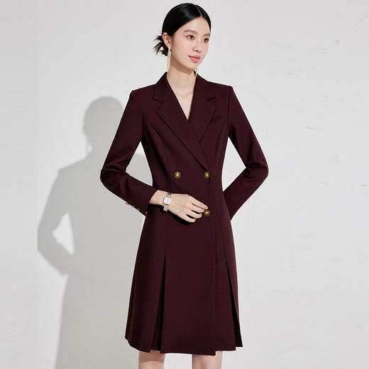 IWY/安可拉红秋季西装连衣裙法式复古风气质时尚双排扣职业连身裙WQ010 商品图4