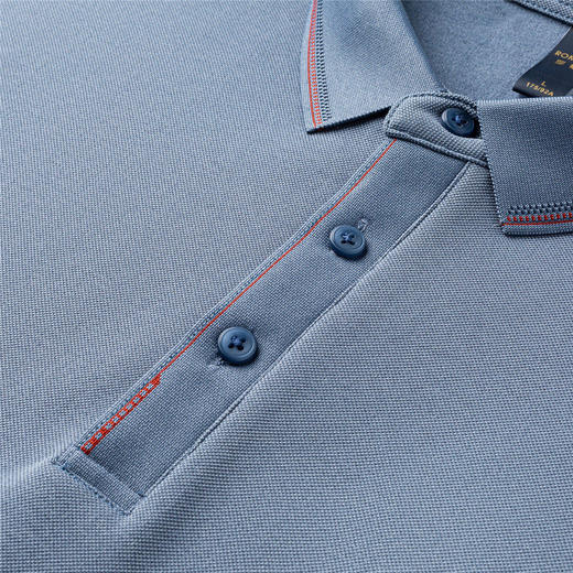 【羊毛蚕丝混纺 磨毛保暖】罗蒙秋冬男装长袖POLO衫男士商务休闲撞色领抗菌长袖t恤男 商品图14