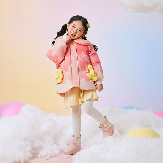 年衣童装儿童羽绒服女童冬装女孩中长款三防保暖甜美造型款外套（送蛇年抱枕）N1244346A15 商品图3